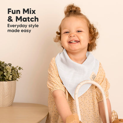 8-Pack Muslin Baby Bibs for Boys, Girls - Muslin Bandana Drool Bibs for Baby Girl & Boy, Drooling Newborn, Teething Toddler, Infant 0-36 Months, 100% Cotton Extra Absorbent & Soft (Nimbus)