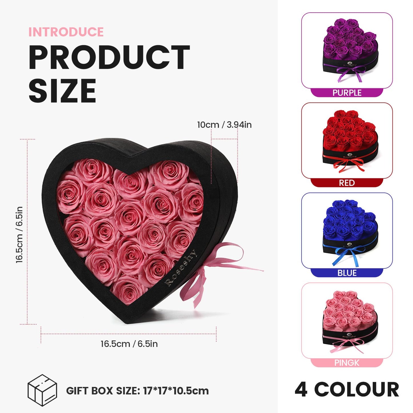 Valentines Day Flowers Roses Gifts for Her,16pcs Red Forever Preserved Roses in Heart Shape Gift Box,Valentines Day Delivery Prime Gifts-Roses Gifts for Women,Mom.