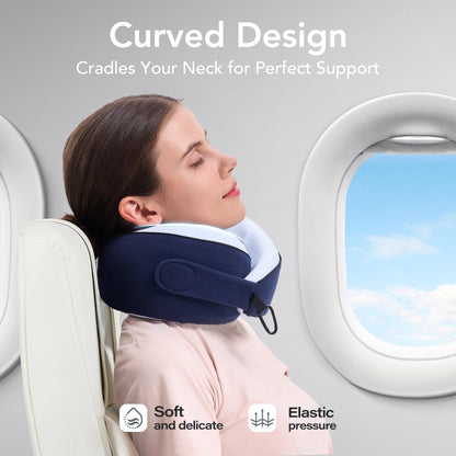 Travel Pillow, 100% Pure Memory Foam Travel Neck Pillow Airplane Neck Support Ergonomic Design for Traveling Suitable for Airplanes,Offices and Cars-Grey