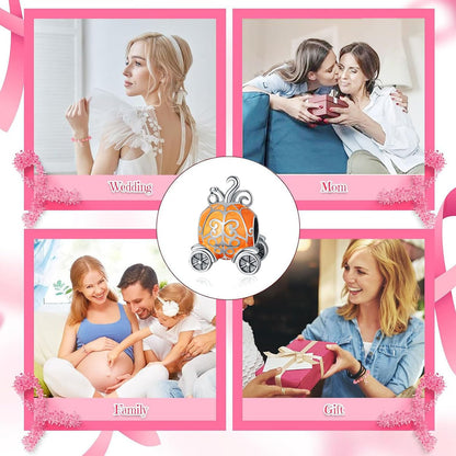 BEVALY Halloween Glow-in-the-dark Pumpkin Car Charm Fit for Pandora Bracelets and Necklaces, 925 Sterling Silver Bead Jewelry Gift for Women