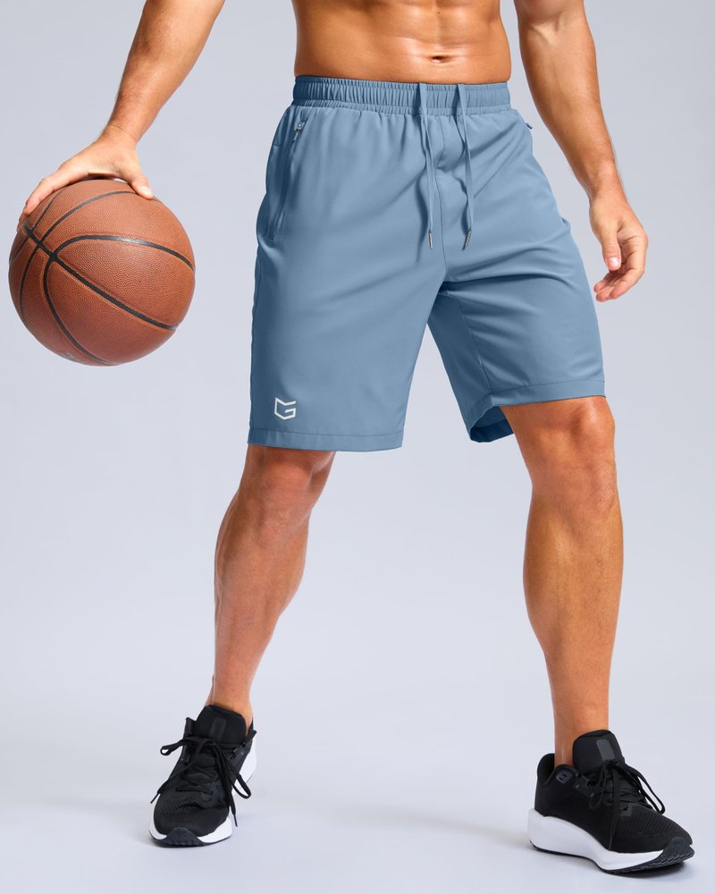 G Gradual Men's Athletic Running Shorts with Zipper Pockets Quick Dry 7"/ 5"/ 9" Workout Gym Shorts for Basketball Hiking(Federalblue,9M)