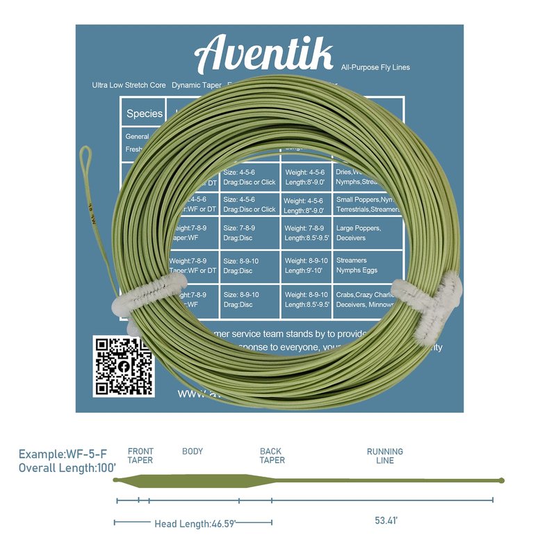 Fly Fishing Floating Line with Welded Loop Weight Forward Fly Lines 100FT (WF6F, Moss Green)