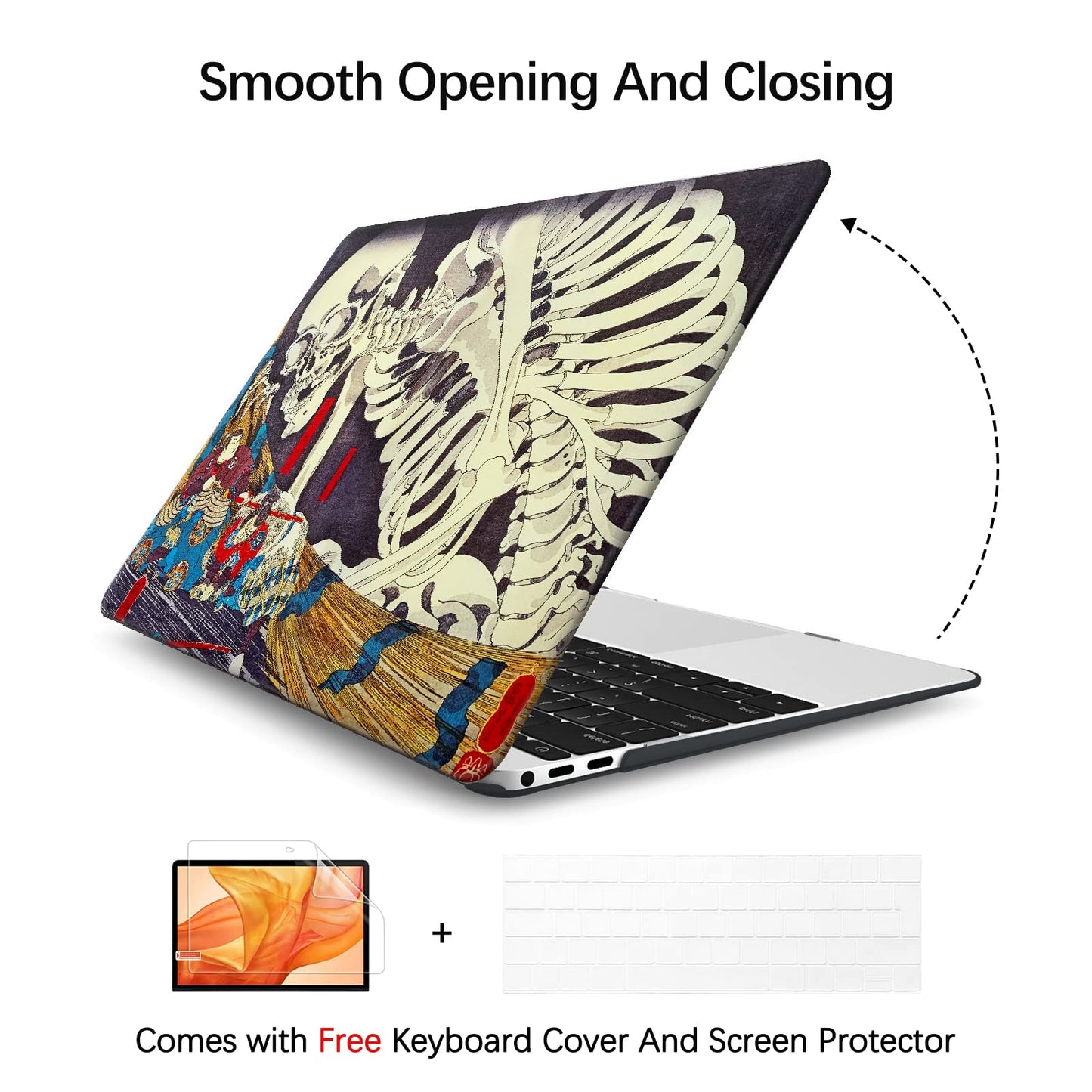 Compatible with MacBook Air 13 inch Art Case Skin, 2022, 2021, 2020-2018 Release A2179/A2337 M1 with Touch ID Colorful with Keyboard Cover & Screen Protector (The Skeleton Specter by Kuniyoshi)