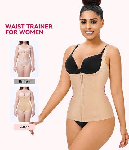Gotoly Quick Weight Loss, Adjustable Straps Body Shaper Waist Cincher Tank Top (L Fits 27.5-30.7 Inch Waistline, Beige)
