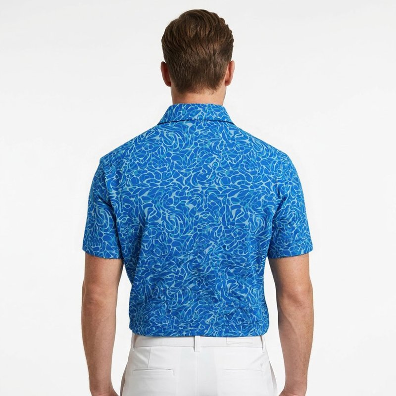 starweave Mens Golf Shirts Dry Fit Print UPF 30 Moisture Wicking Golf Shirts for Mens, Athletic Print Tennis Golf Gifts for Mens(Blue Ripple,3X-Large)