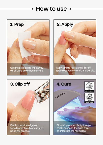 ohora Bundle Set (N Addict Starter Kit) - Red Solid Gel Nail Strips with UV/LED Lamp and Mini Remover, Salon-Quality, Long Lasting, Easy to Apply & Remove - Includes Prep Pads, Nail File, Wooden Stick