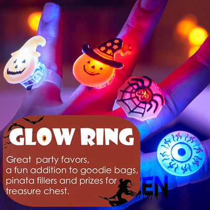 Halloween Light Up Rings 50Pcs Halloween Party Favors for kid Light Up Treat Glowing LED Ring for Kids Adults