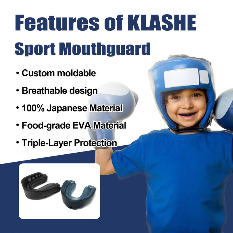 KLASHE Kids Sports Mouthguard Football Mouth Guard, 2 Pack with Case and Strap Mouth Guard Football, 1.7 x 1.96 inches, for Boxing, Basketball, Hockey, Ages 4-7