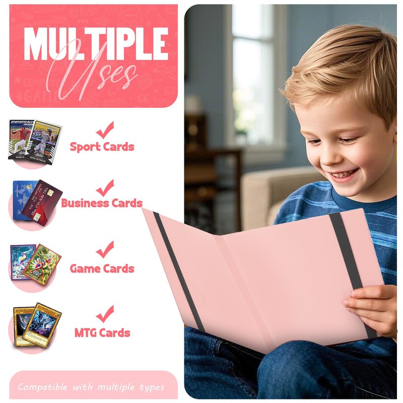 Card Binder 9-Pockets, Trading Card Binder, 20 Pages, 360 Card Capacity Collection Binder, Card Folder for MTG, TCG, Game Cards & Sports Cards(Pink)