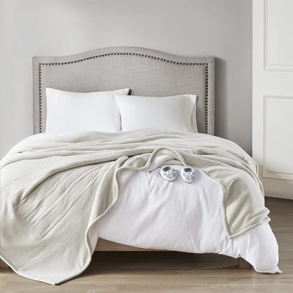 Serta Heated Blanket - Reversible Fleece to Sherpa Electric Blanket, Fast Heating, Auto Shut Off Timer, Multi Heat Setting, ETL Certified, Machine Washable, Grey Full 84"x 77"