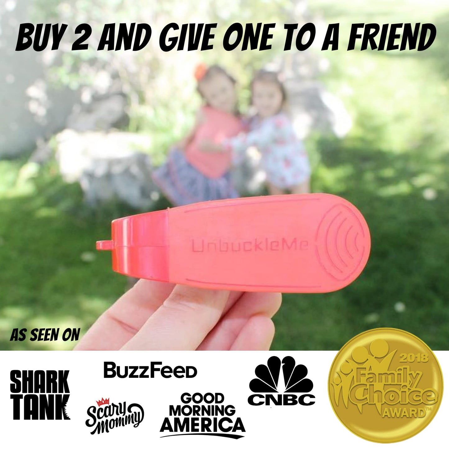 UnbuckleMe Car Seat Buckle Release Tool - As Seen on Shark Tank - Makes it Easy to Unbuckle a Child's Car Seat - Easy Tool for Parents, Grandparents & Older Children (2 Pack, Blue & Red)