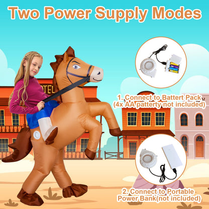 Stegosaurus Inflatable Horse Costume for Kids Halloween Riding a Horse Cowboy Costumes Funny Blow up Costumes for Boys Girls Cosplay Party