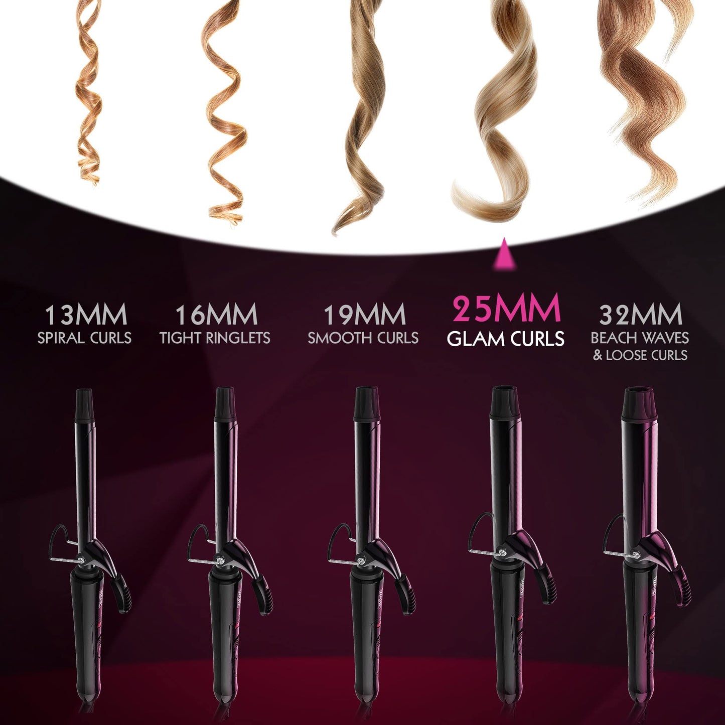 Wahl Curling Tong, Hair Styling Tool, Curling Wand, Ceramic Curlers for Shiny Curls, Corded Hair Curling Wand, Swivel Cord, Quick Heat, Cool Touch Tip, Barrel Clamp, 25mm