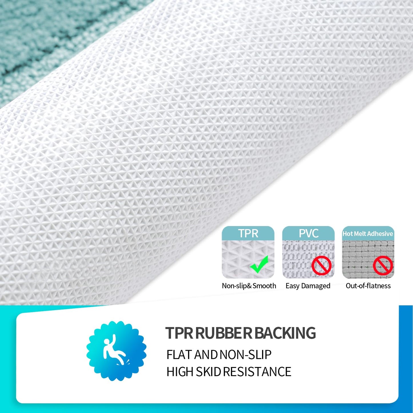 SiliPacks Small Bathroom Rugs 16"x24" Non-Slip Microfiber Carpet, Machine Washable Quick Dry Bath Mats for Bathroom, Bedroom and Kithchen -Turquoise