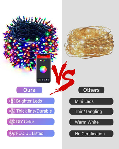 50FT Smart Halloween Party Lights - APP Controlled RGB String Lights with Music Sync, DIY Spooky Effects (Orange/Purple/Green), USB Powered for Indoor Haunted House, Porch & Yard Decor