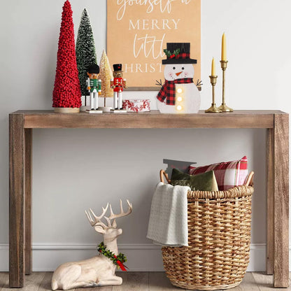 Christmas Decorations for Home LED Lighted Snowman Decor with Timer Farmhouse Merry Christmas Sign Wooden Rustic Red Plaid Scarf Tabletop Xmas Holiday Signs Party Indoor Room