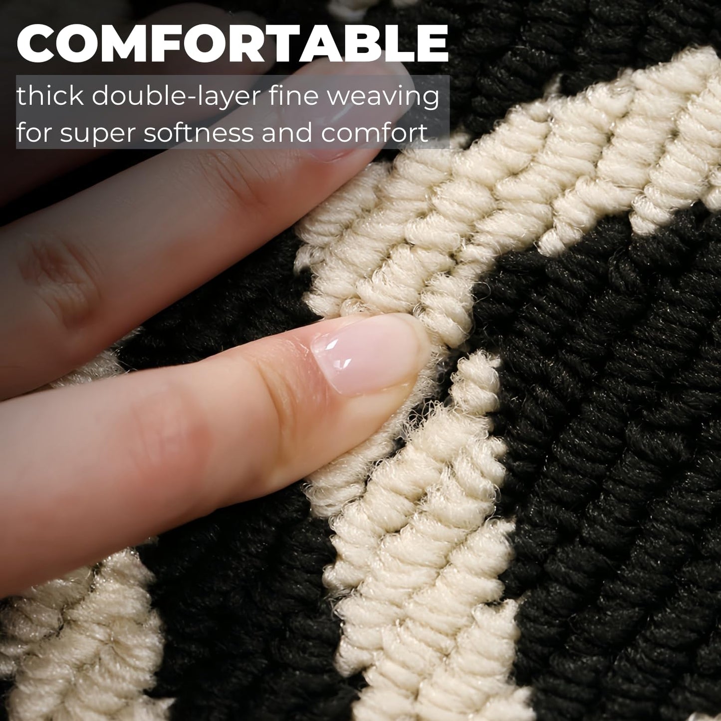 GIB Kitchen Mats for Floor Set of 2, Kitchen Rugs Non Slip/Skid Washable Runner Rugs, Stain Resistant Comfort Standing Mats for Kitchen Laundry Sink Decor, Black Cream Checkered