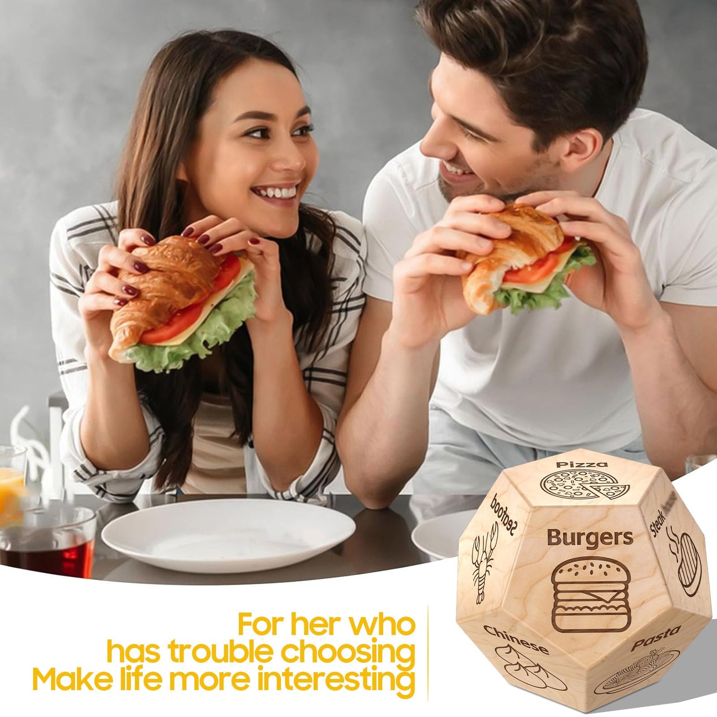 Valentines Day Gifts for Him Her Men Women, Food Dice Date Night Dice Anniversary Birthday Wedding Christmas Couples Gifts for Him Her Husband Wife Boyfriend Girlfriend Gag Gifts Stocking Stuffers