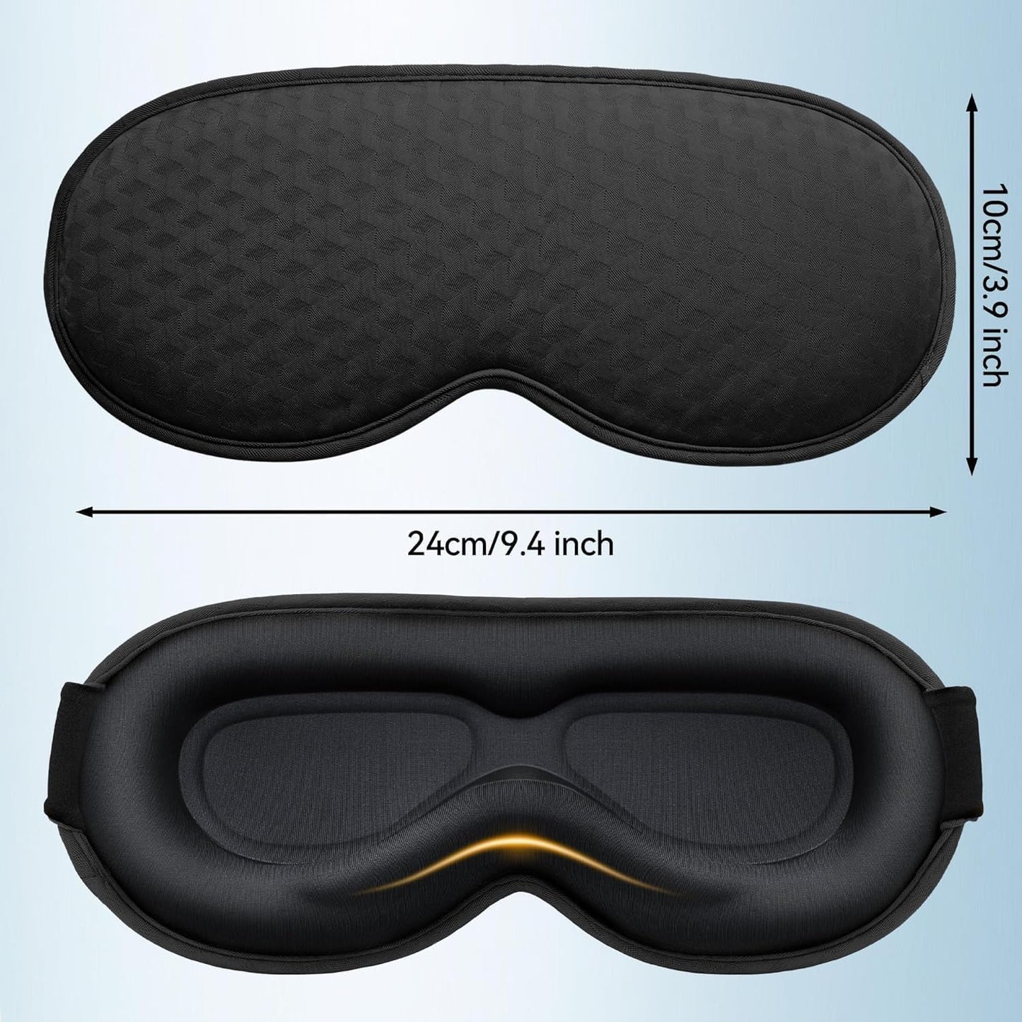 Blackout Sleep Mask: Weighted Eye Mask for Men Women - 3D Contoured Zero Pressure and Eyelash Free - Airplane Travel Nap Night Sleeping Blindfold - Adjustable Ear-Friendly Breathable Comfortable Black