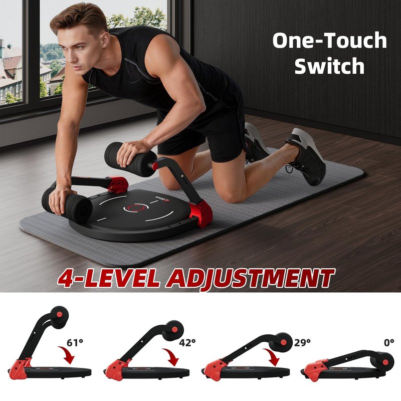 Mdeam Ab Machine, Upgraded Sit Up Machine with Flat Backrest Multi-functional Sit Up Exercise Equipment for Home Gym with Angle Locking Accessory/4-Level Resistance/Massage Roller/330LBS Steel Frame