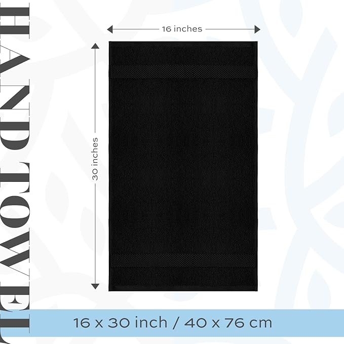 White Classic Luxury Black Hand Towels
