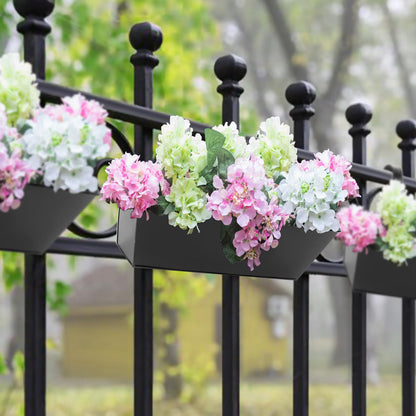 Holensun Railing Planters Outdoor Balcony 16 Inch Deck Over The Railing Planter Boxes Hanging Planters for Fence Flower 3 Pcs (Black)