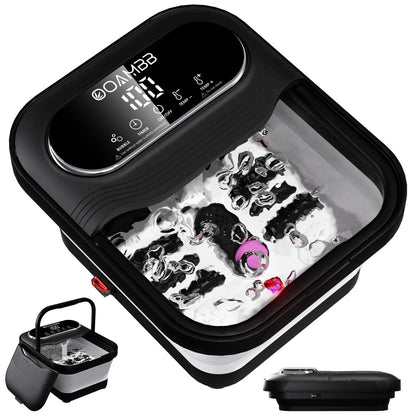 Collapsible Foot Spa with Heat, Bubble and Temp Control, Foot Bath Massager with XL Touch Screen and Massage Rollers, Foot Soaking Tub, Pedicure Foot spa for Stress Relief (Grey)
