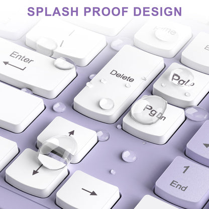 Wireless Keyboard and Mouse Combo, Full-Sized Wireless Keyboard and Adjustable DPI Mouse, 2.4GHz USB Receiver, Silent Keyboard and Mouse for PC, Windows, MAC, Desktop, Laptop(Purple)