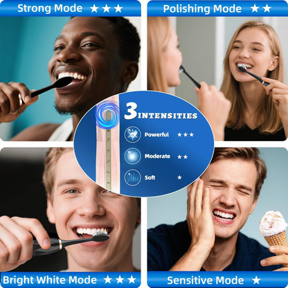 Adult Sonic Electric Toothbrush, USB Rechargeable Sonic Toothbrush, with 12 Brush Heads, 5 Modes, Equipped with Cleaning Brush, Brushing and Washing Two in one