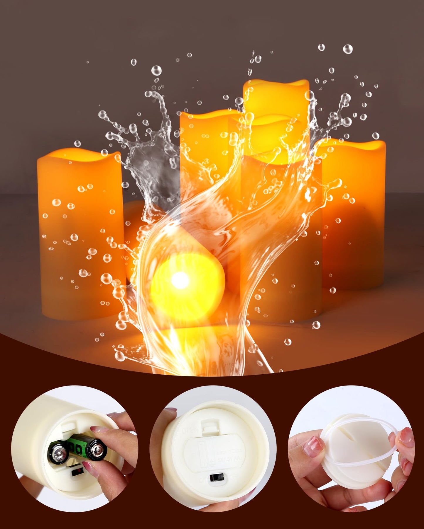 Enido 12 Pc Flameless LED Candles with Remote & Timer, Outdoor Waterproof, Flickering Electric Warm Lights for Cozy Home & Holiday Romantic Decor, Battery Operated for Party(D 2.2” x H 4”/5”/6”