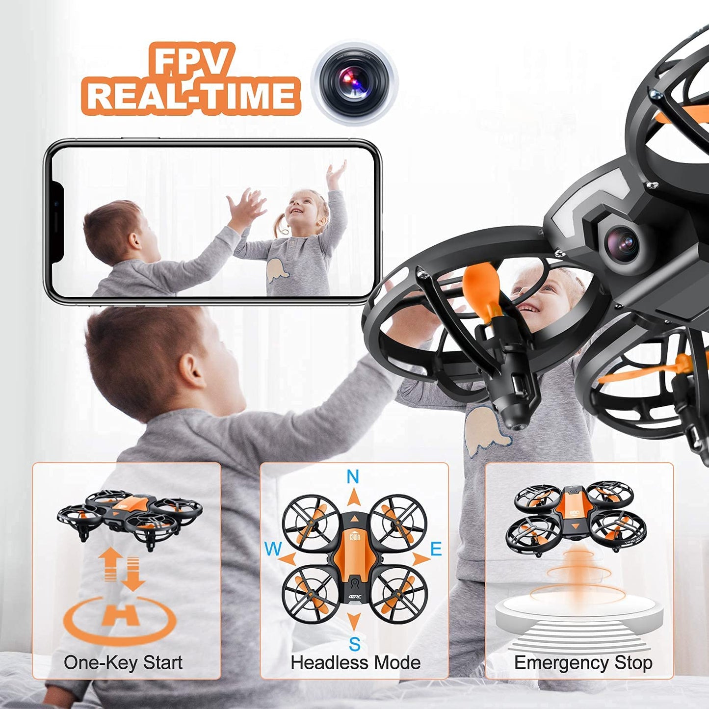 4DRC Mini Drone With 720P HD Camera For Kids, FPV 2.4G WiFi, Upgraded Propeller Guard, 3D Flip, Combat Mode, Induction Of Gravity, Altitude Hold, Headless Mode, One Key Take-Off/Landing, Toy Gift