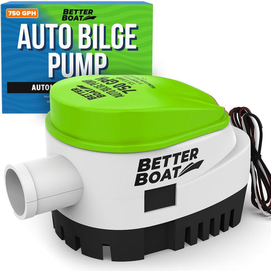 Automatic Bilge Pump 750 GPH 12V with Built-In Float Switch, 3/4 Inch Outlet, 5-Year Warranty, Submersible for Bass Boats, Jon Boats - Better Boat