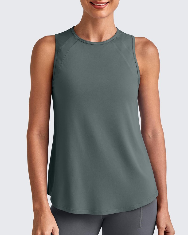 G4Free High Neck Tanks Workout Athletic Tops Loose Sleeveless Summer Running Shirt Gym Shirts((Gray,L)