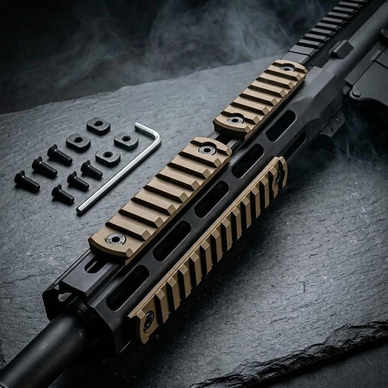 Gotical 3 Slot Rail DE Color Aluminium Three Slot Rail Picatinny Rail Set of 2 Pieces, Compatible with MLOK Devices (D-Earth)