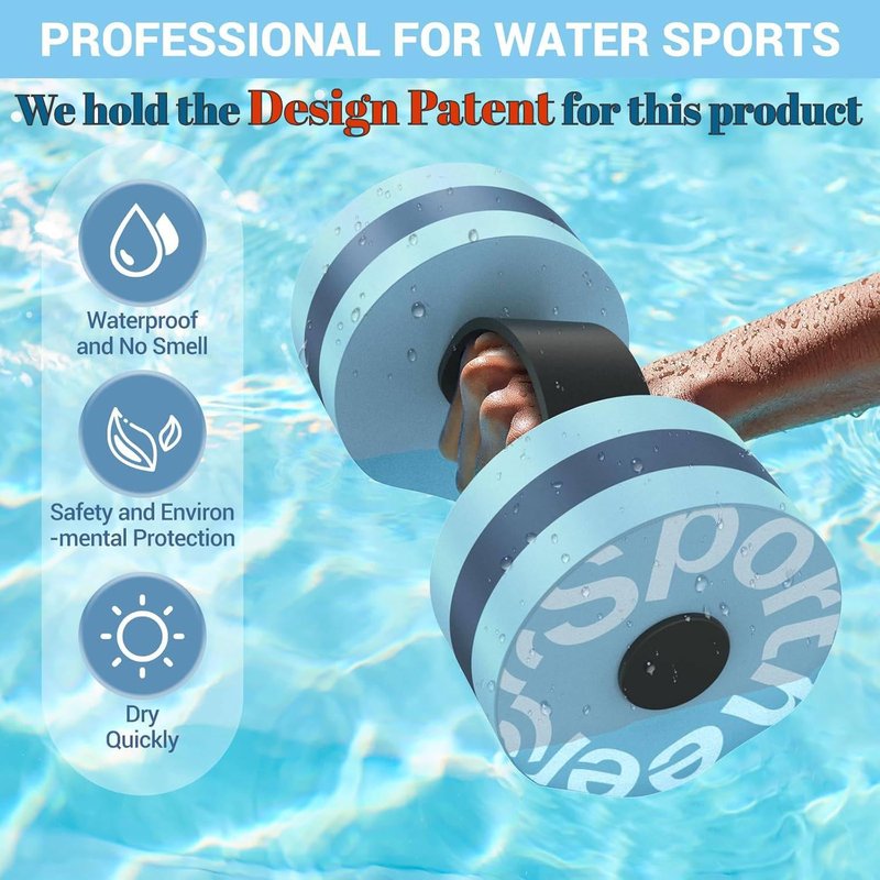 Water Weights Aquatic Exercise Equipment: Sportneer Lightweight Aqua Dumbbell 1 Pair EVA Foam Pool Weights for Water Fitness Equipment With Easy Handle Strip for Water Aerobics Weight Loss Blue XL