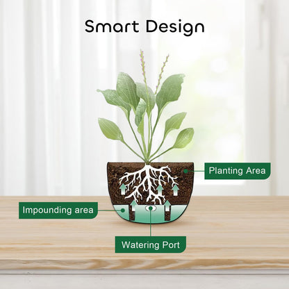 GROWNEER 2 Packs 9.4 Inches Plastic Hanging Planter Self Watering Basket with 6 Pcs Hooks, Hanging Flower Pot with Detachable Base for Garden Indoor Outdoor Home Decoration (White-9.4inch)