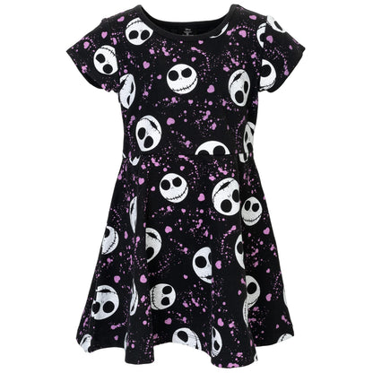 Disney Nightmare Before Christmas Jack Skellington Big Girls French Terry Skater Dress Black 10-12