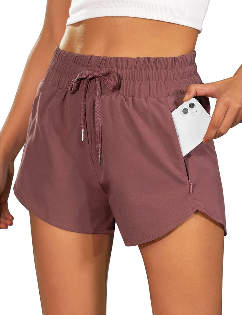 BMJL Women's Running Shorts 2.5" High Waisted Athletic Short Summer Gym Workout Short with Zipper Pockets(M,SummerRed)