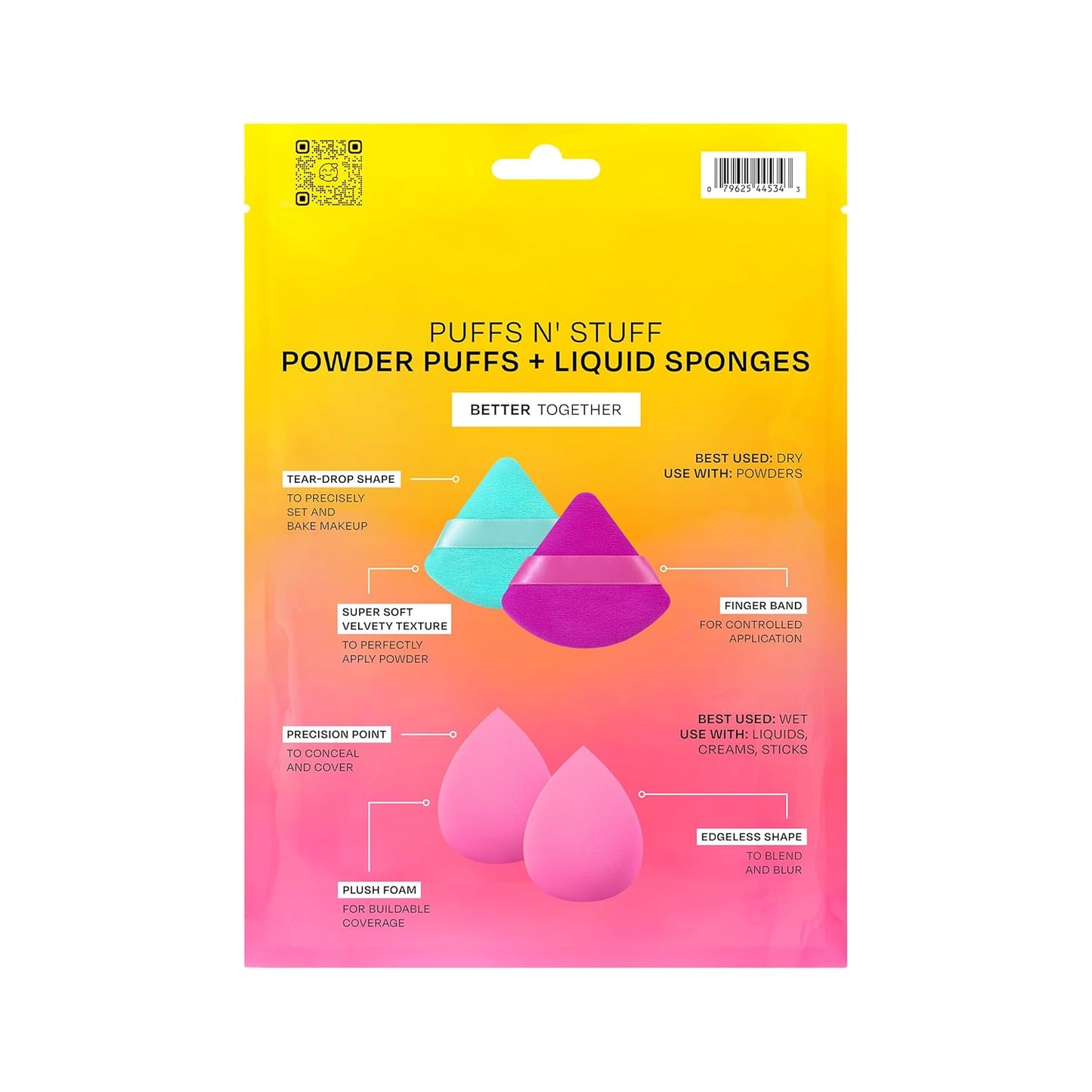 Freeman Puffs N' Stuff Powder Puffs + Liquid Sponges 8 Count Set, Makeup Blending Sponges For Liquid & Cream Foundation & Concealer, Triangle Powder Puff For Setting Powder, Vegan & Cruelty Free