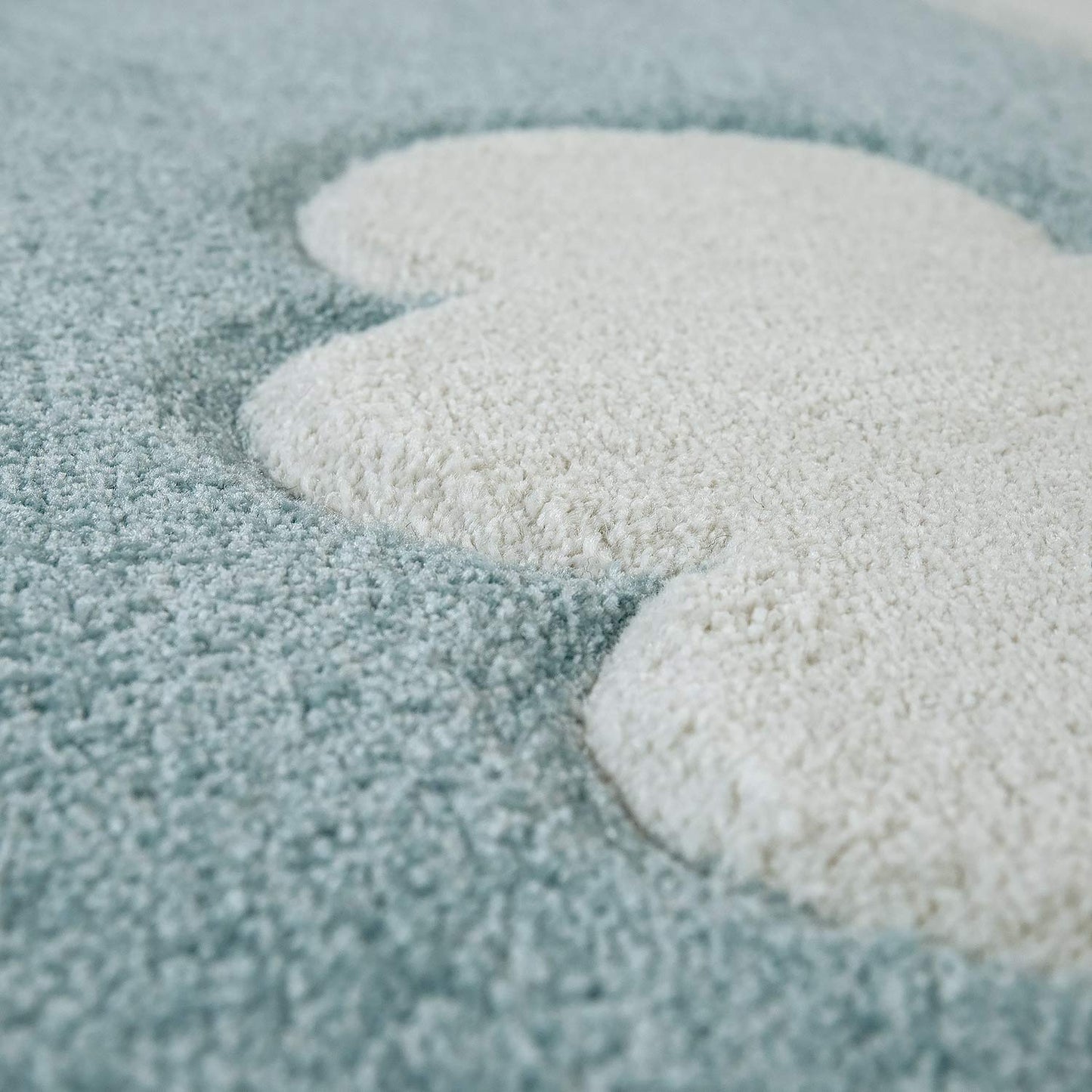 Paco Home Modern Kids Rug with Clouds in Blue Pastel for Nursery, Size: 4' x 5'7"