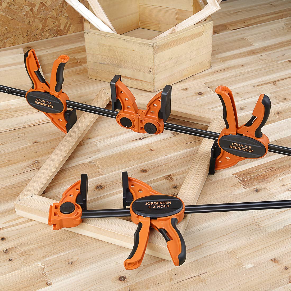 Jorgensen 6" One Hand Clamp/Spreader, 300 Lbs Clamping Force, E-Z Hold Bar Clamps Set, Medium Duty, 2-pack