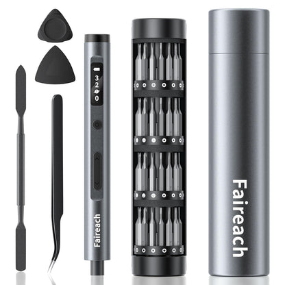 Faireach 65-IN-1 Mini Electric Screwdriver Cordless, 500mAh Precision Screwdriver Magnetic Bits Set with Case, 3 Torques Settings, LED lights, Portable Repair Tool Kit for Electronics Phone Watch