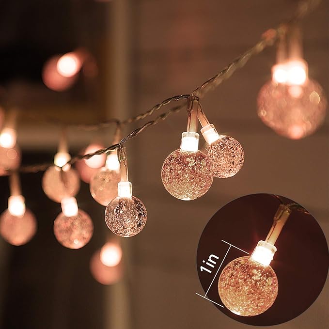 Color Changing String Lights Plug in, 33ft 60LED Connectable Crystal Globe String Light Remote, Decorative Outdoor Twinkle Lights for Girl Gift Bedroom Patio Garden Tent Camp Party Christmas Décor