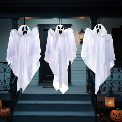 JOYIN 3 Pack Halloween Party Decoration 27.5" Hanging Ghosts, Cute Flying Ghost for Front Yard Patio Lawn Garden Party Décor and Holiday Decorations