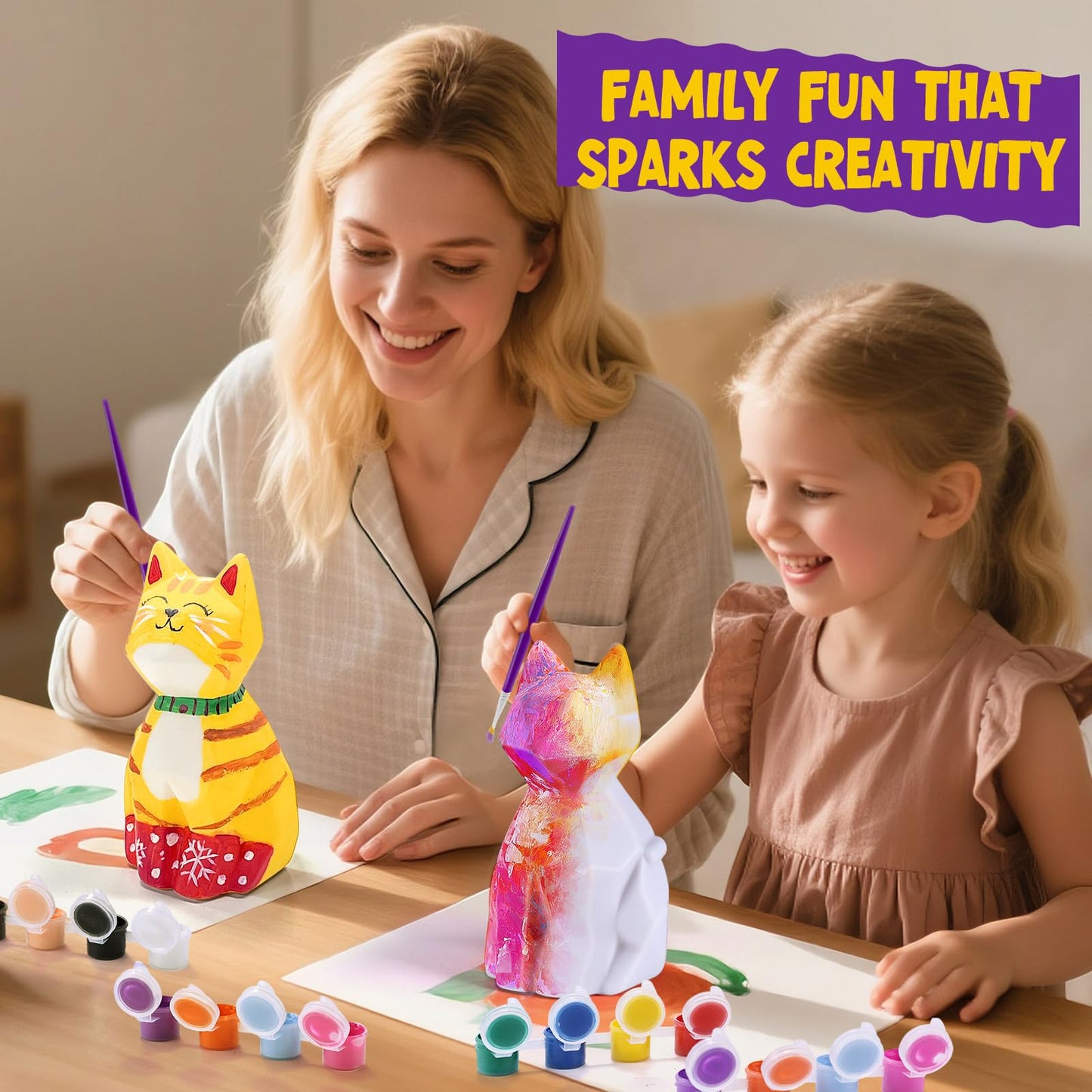 Paint Your Own Cat Lamp Kit, Arts and Crafts for Kids Ages 8-12, Art Supplies Painting kit for Kids 6-12, Cat Night Light Toys Girls Boy Birthday Christmas Gifts for Kid Ages 3 4 5 6 7 8 9 10 11 12+