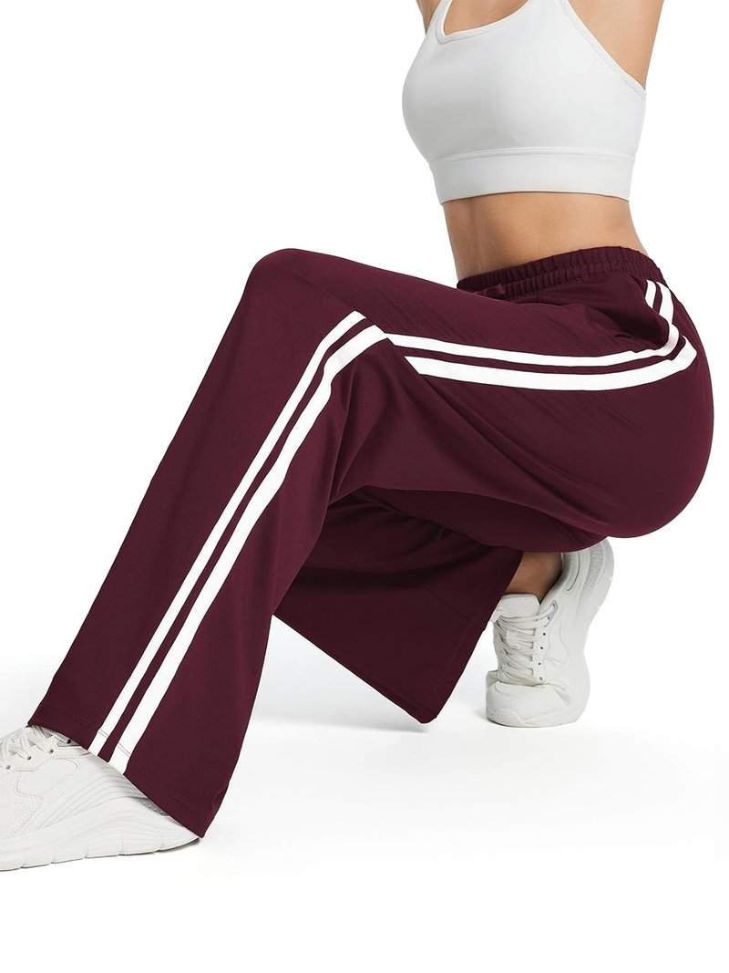 Tapata Women's 34" Inseam Tall Track Pants Loose Straight Leg Jogging Sweatpants Warm-Up Sports Athletic Running, Burgundy, XXL