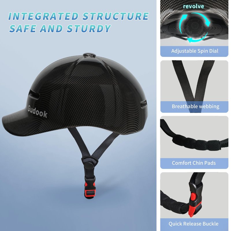 Gudook Adult Bike Helmets for Men - Women Bicycle Helmet - Certified Comfort Lightweight Adjustable Baseball Cap Style Cycling Helmet for Urban Commuter Road Biking Scooter