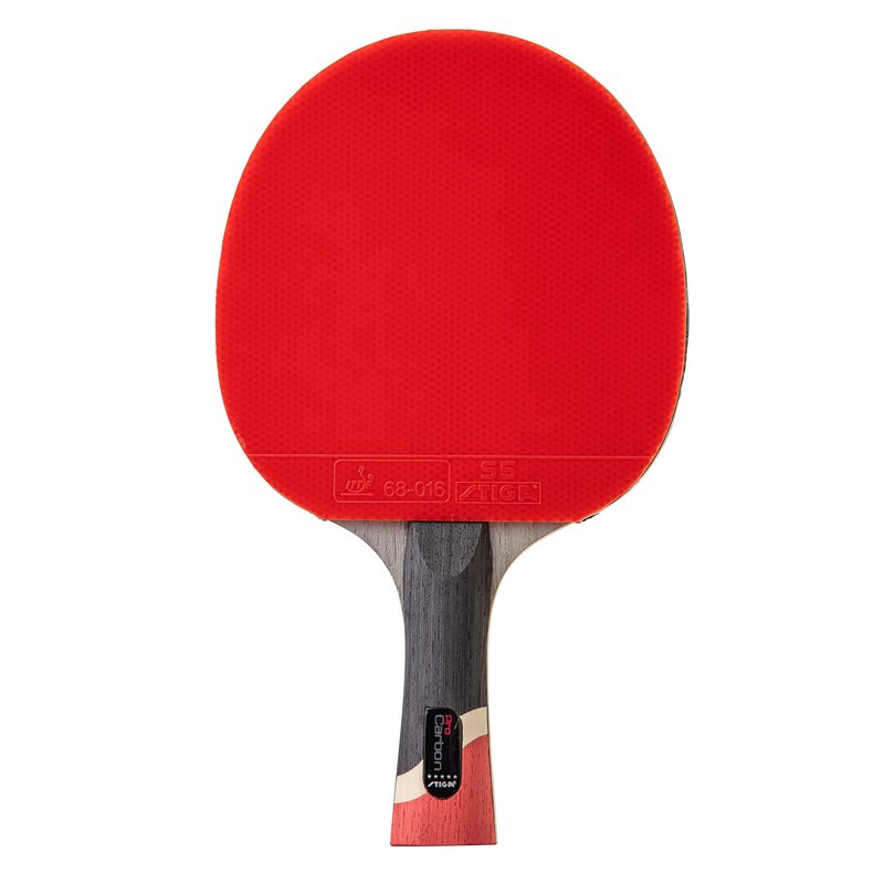 STIGA Pro Carbon Performance-Level Ping Pong Paddle with Carbon Fiber Blade and Extreme Spin for Tournament Play - Red and Blue Colors