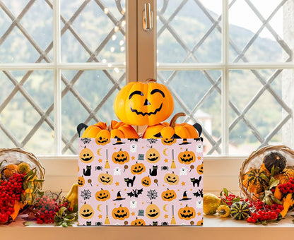 HKEC Rectangle Storage Basket with Handles,Collapsible Storage Bin,Books Box,Gift Basket(Halloween Cat Basket)