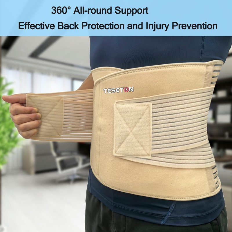Back Brace for Men & Women - Lumbar Support Belt for Lower Back Pain Relief | Breathable Mesh, Beige-S